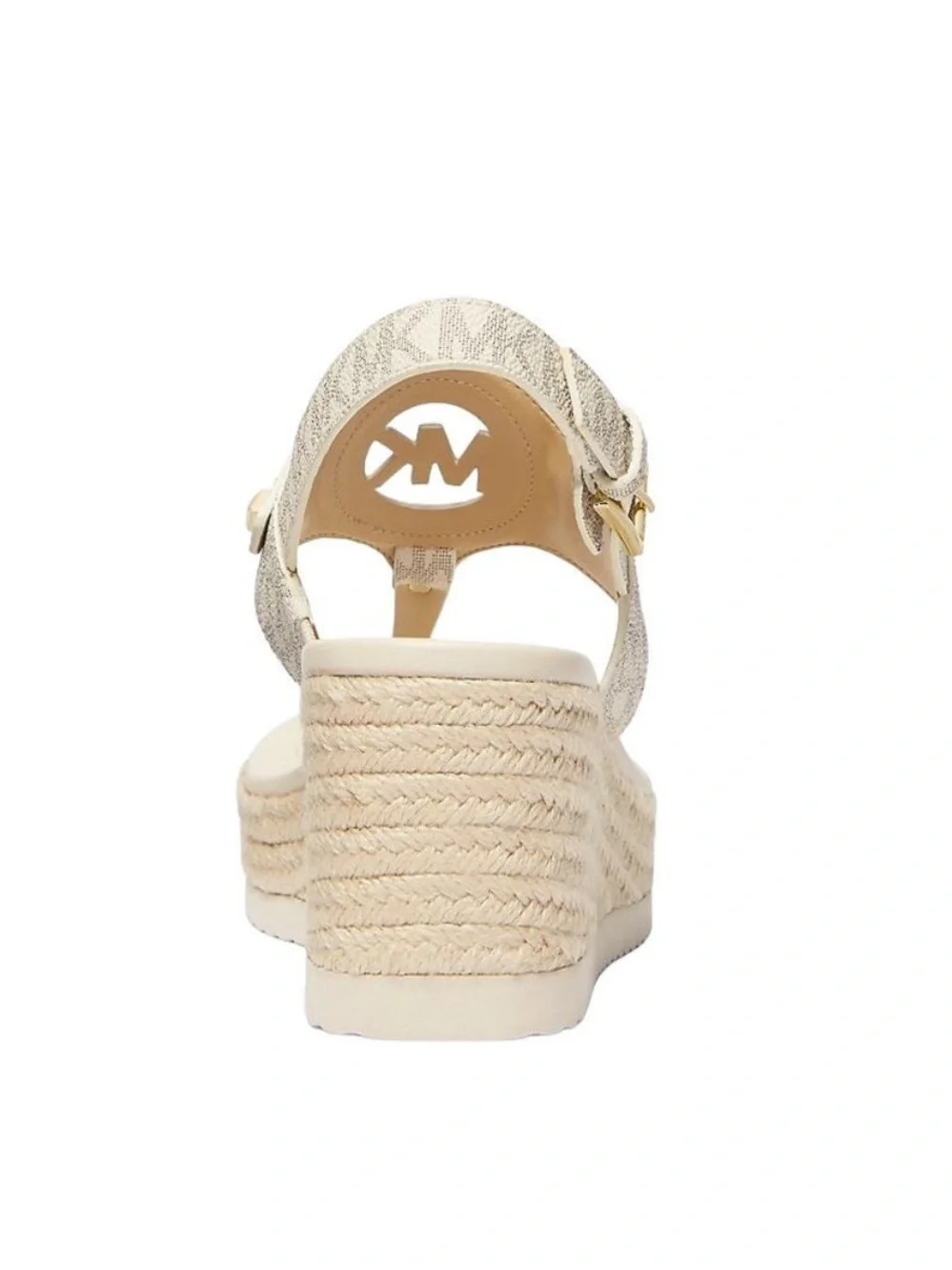 Michael Kors Aubrey Cutout Leather Wedge Sandal Vanilla 10